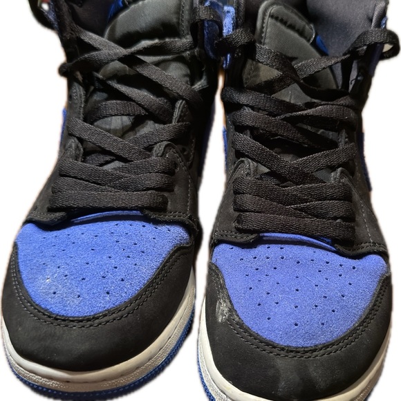 Jordan Retro 1s Black and Blue High-Top Sneakers - Picture 2 of 5